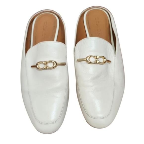 Coach Sienna Slide Loafers Shoes Women's Size 10 Color Chalk Leather Slip On - Picture 2 of 12